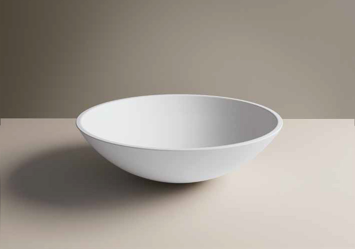 FLAT 7 Lavabo d'appoggio tondo senza troppopieno in Livin-Stone® Solid Surface color Panna Srd Ceramiche