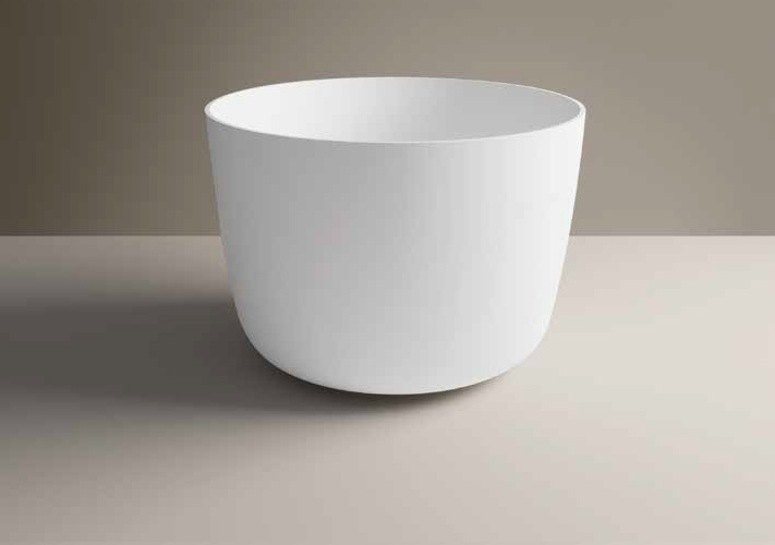 FLAT 9 Lavabo d'appoggio tondo senza troppopieno in Livin-Stone® Solid Surface color Panna Srd Ceramiche