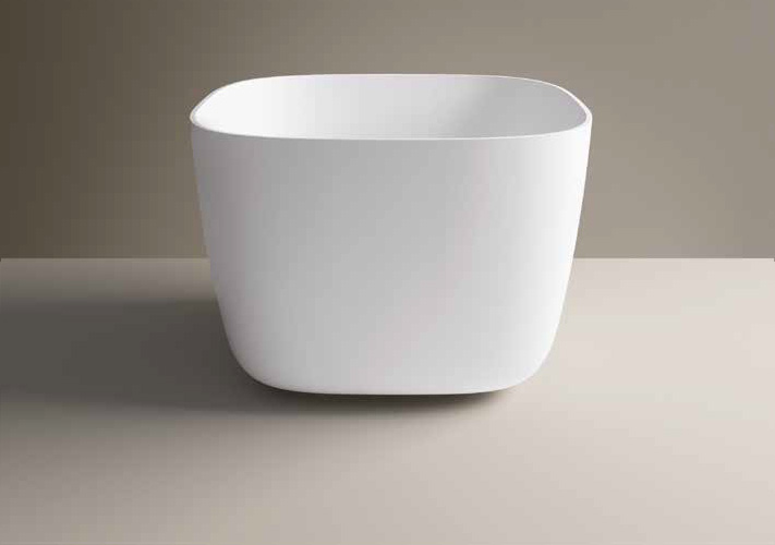 	QUBE 10 Lavabo d'appoggio quadro senza troppopieno in Livin-Stone® Solid Surface color Panna Srd Ceramiche