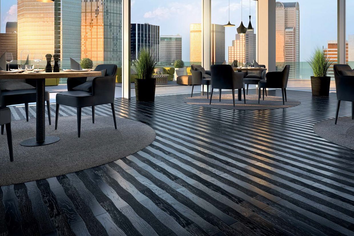 Nero - Ambientata Wave Serie Prefiniti Linea Design Corá Parquet