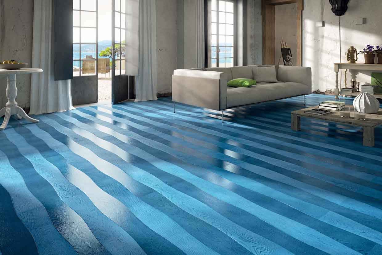 Azzurro - Ambientata Wave Serie Prefiniti Linea Design Corá Parquet