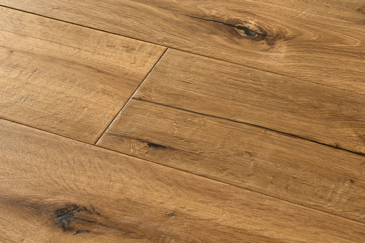 SANTORINI FSC Piallato Stuccato Nero Termo Serie Maxi Due-Tre Rovere Prefiniti Linea Easy Corá Parquet