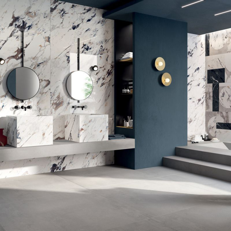 Wall: Breccia Melange Lux+ 120x270 e Intarsia Lux+ 60x120 Sensi Up Marmi Abk Piastrelle & Mosaici