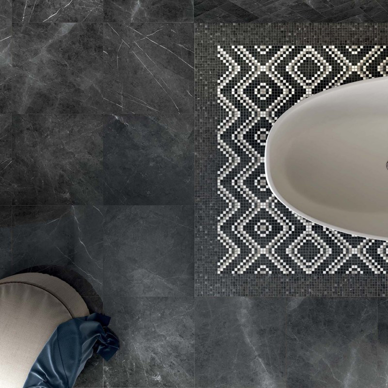 Pietra Grey LUX+ 60 x 60, Mos. Art Pietra Grey LUX+ 30 x 30, Mos. Dekor Cold LUX+ 30 x 30 Sensi Marmi Abk Piastrelle & Mosaici