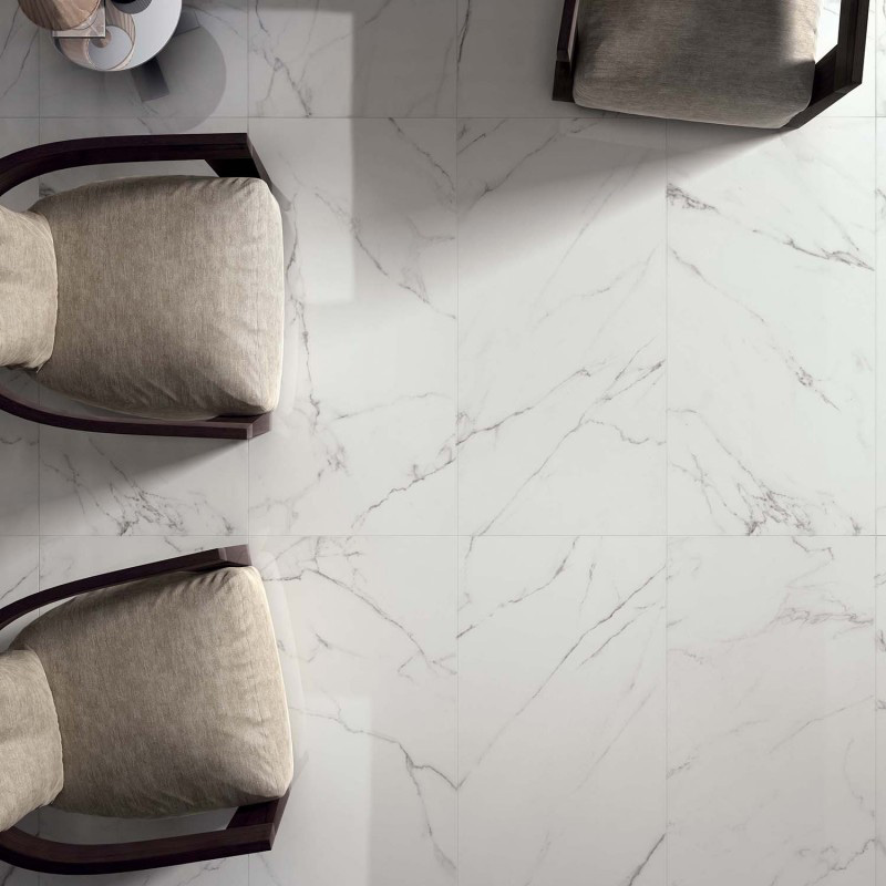 Floor: Statuario White LUX+ 60 x 120 Sensi Marmi Abk Piastrelle & Mosaici
