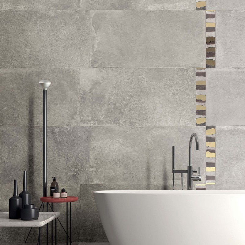 Wall: Grey Rettificato 60x120 / Listone Wom 10x60 Unika Legni Abk Piastrelle & Mosaici