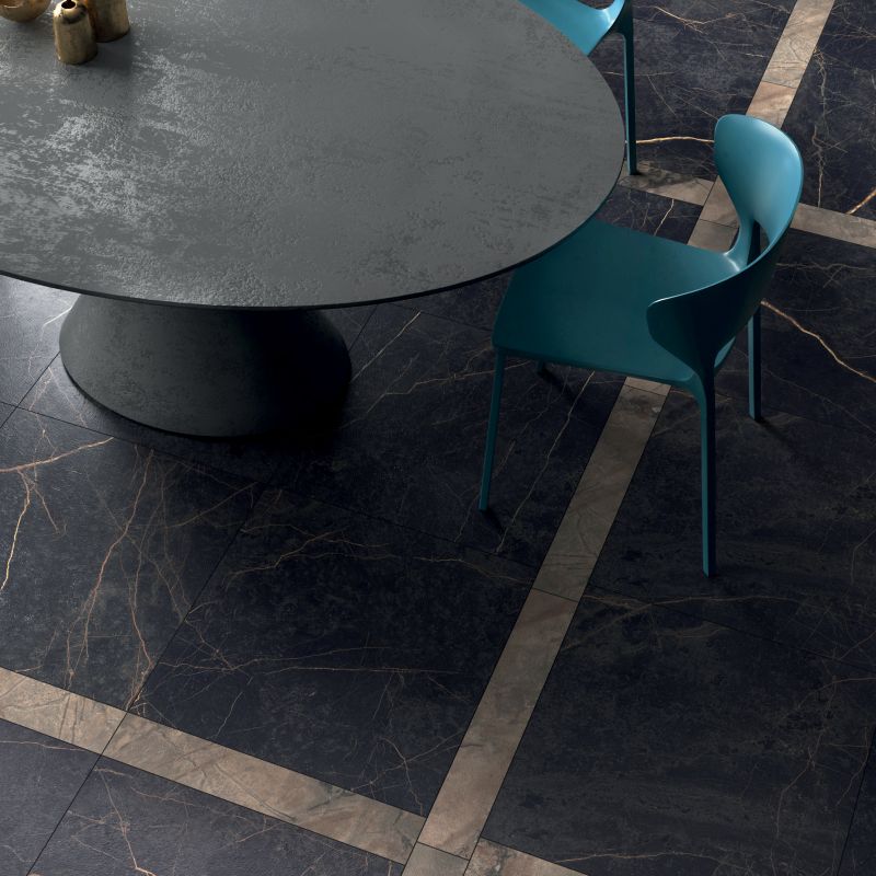 Floor: Black 60x60 / Brown 10x60 Epoque Marmo Ariana Piastrelle & Mosaici