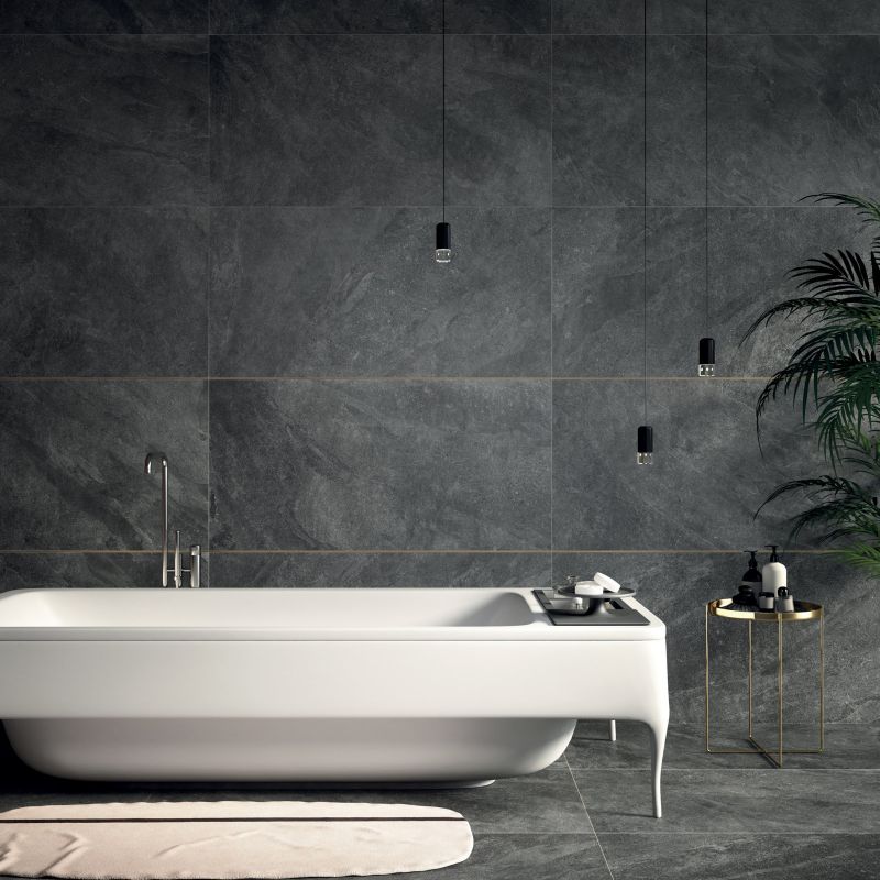 Wall & Floor: Graphite 60x120 Wall: Matita Alluminio Bronzo Mineral Pietra Ariana Piastrelle & Mosaici