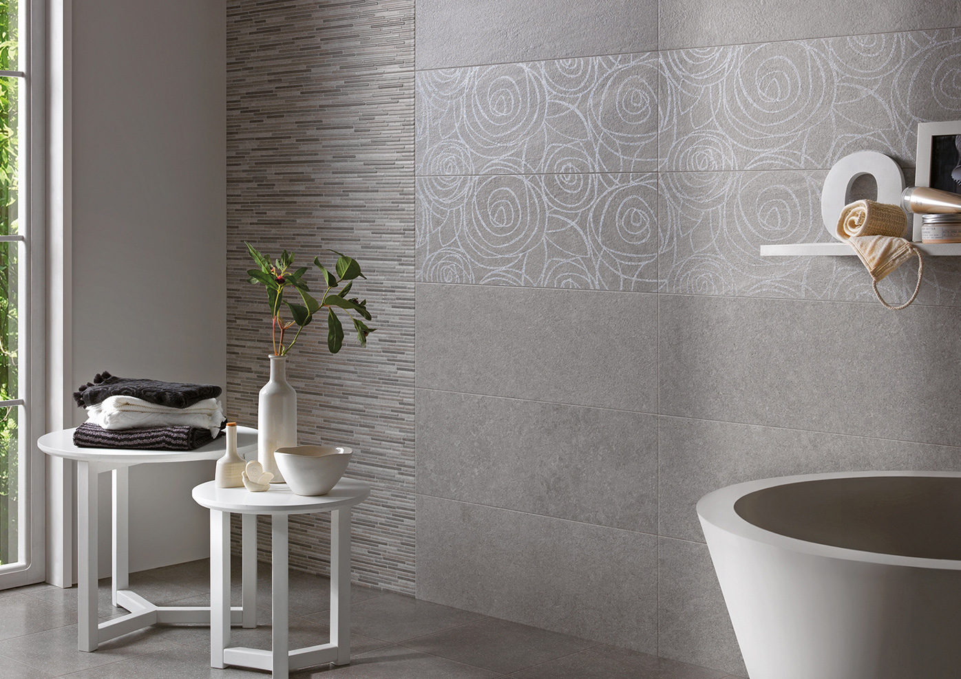 Grigio, Inserto Rose Grigio, Concept Grigio 25x70 Serie Trace Rivestimento Armonie Piastrelle & Mosaici