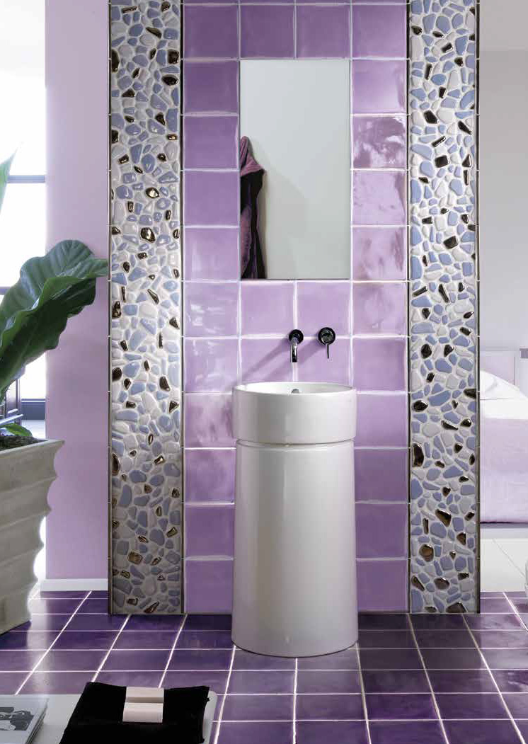 Cotto Orchidea 20x20 + Cotto Ametista 20x20 + Pepite Mix 30x30 Serie I Cotti Fatti a Mano Cerasarda Piastrelle & Mosaici