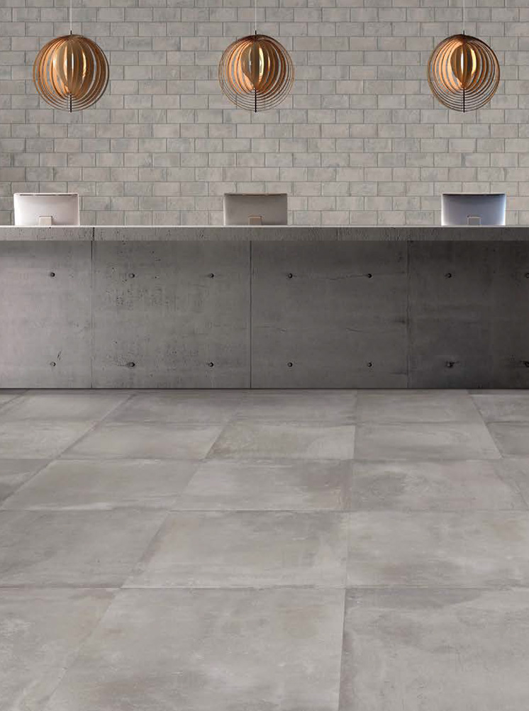 Wall: Cenere Nat. 12,5x25 Floor: Cenere Nat. Rett. 80x80 Kotto XL Serie Effetto Legno Emilceramica Piastrelle & Mosaici