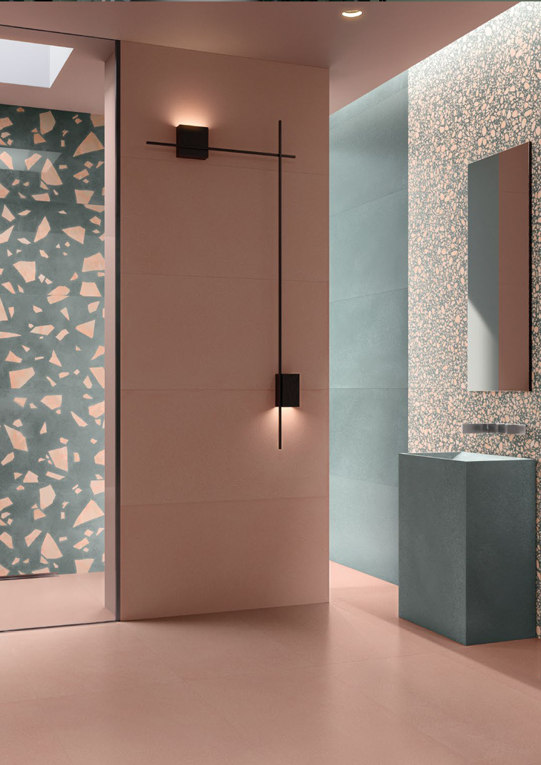 Green Minimal-Rock-Pop 60x120 + Pink Minimal-Tecnica 60x120 Medley Serie Effetto Pietra Ergon Piastrelle & Mosaici