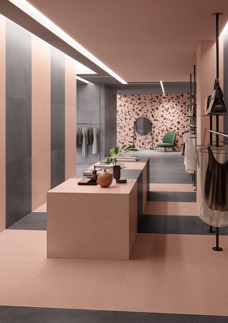 Pink Minimal / Dark Grey Minimal 90x90 + Pink Rock 60x120 Medley Serie Effetto Pietra Ergon Piastrelle & Mosaici