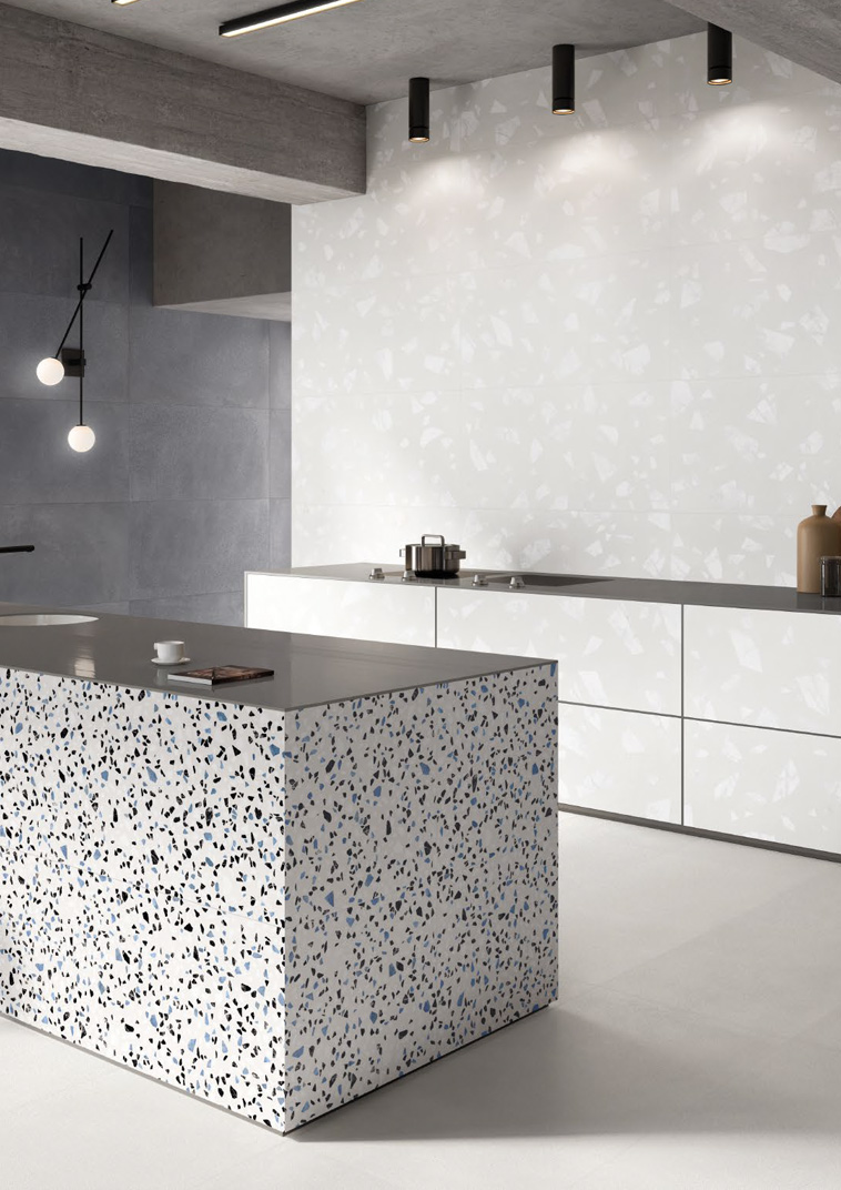 White Minimal-Classic-Rock 60x120 + Dark Grey Minimal 60x120 Medley Serie Effetto Pietra Ergon Piastrelle & Mosaici