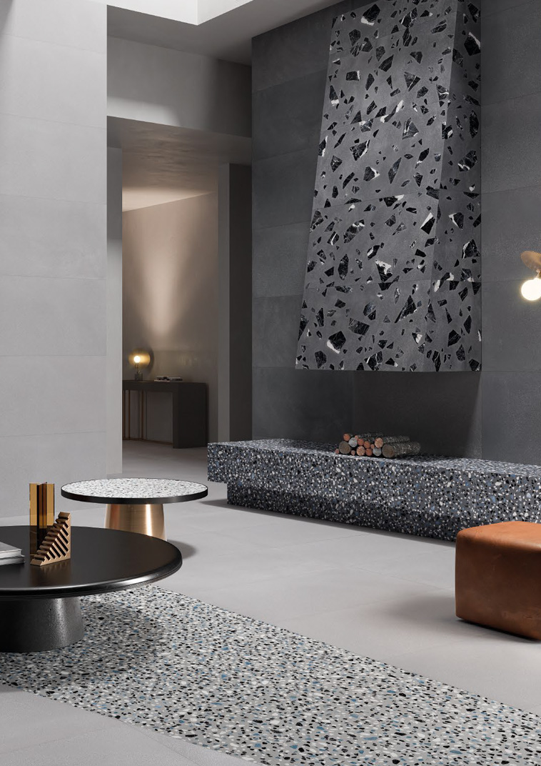 Grey Minimal-Classic 60x120 + Dark Grey Minimal-Classic-Rock 60x120 Medley Serie Effetto Pietra Ergon Piastrelle & Mosaici