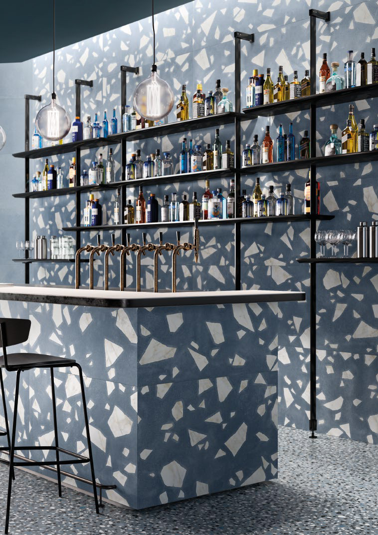 Blue Minimal-Classic-Rock 60x120 + White Minimal 60x120 Medley Serie Effetto Pietra Ergon Piastrelle & Mosaici