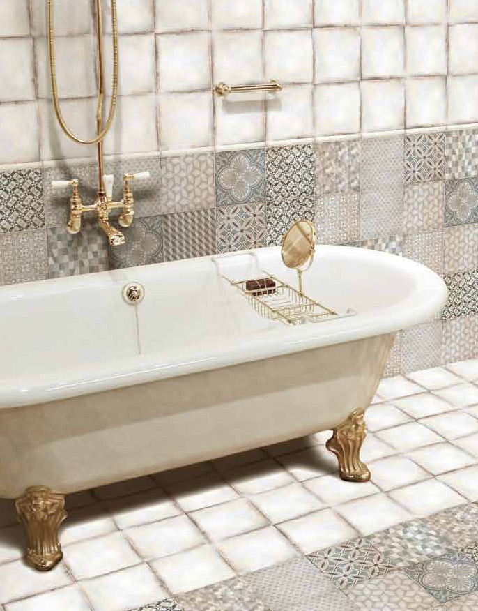 Wall: Beige 20x20 Naturale + Decoro Grigio/Beige Mix 20x20 Naturale Bijou Serie Cemento Il Cavallino Ceramiche Piastrelle & Mosaici