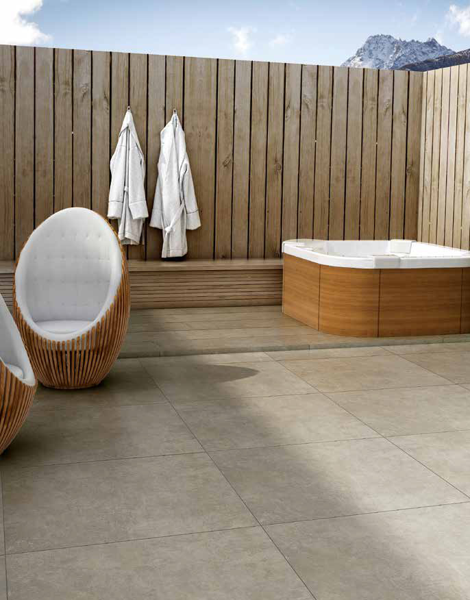 Floor: FP2 Sand 90x90 / 40x122 Rettificato Strutturato + Elemento L 40x122x2 My S'Tyle Serie Cemento Il Cavallino Ceramiche Piastrelle & Mosaici