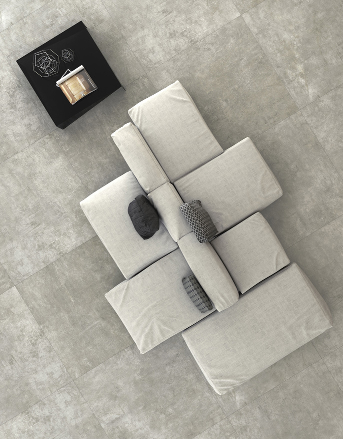 Floor: My Grey 122,6x122,6 Rettificato My S'Tyle Serie Cemento Il Cavallino Ceramiche Piastrelle & Mosaici