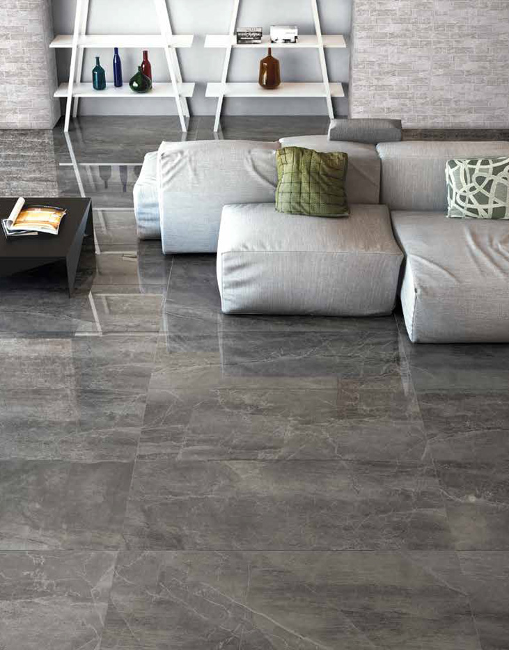 Floor: Nero 60x121 Lappato Rettificato Wall: Bricks > Bianco 37,5x75 Rettificato Athena Serie Marmo Il Cavallino Ceramiche Piastrelle & Mosaici