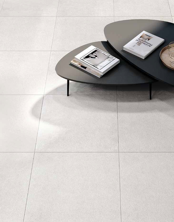 Floor: White 61x61 + White Decoro 61x61 Rettificato Etna Serie Pietra Il Cavallino Ceramiche Piastrelle & Mosaici