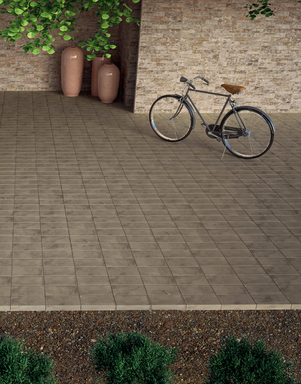 Floor: Tortora 15,1x30,6 Naturale Strutturato Bordo Dritto Outdoor + Elemento L Monolitico 15x30x4 Terraforte Serie Pietra Il Cavallino Ceramiche Piastrelle & Mosaici