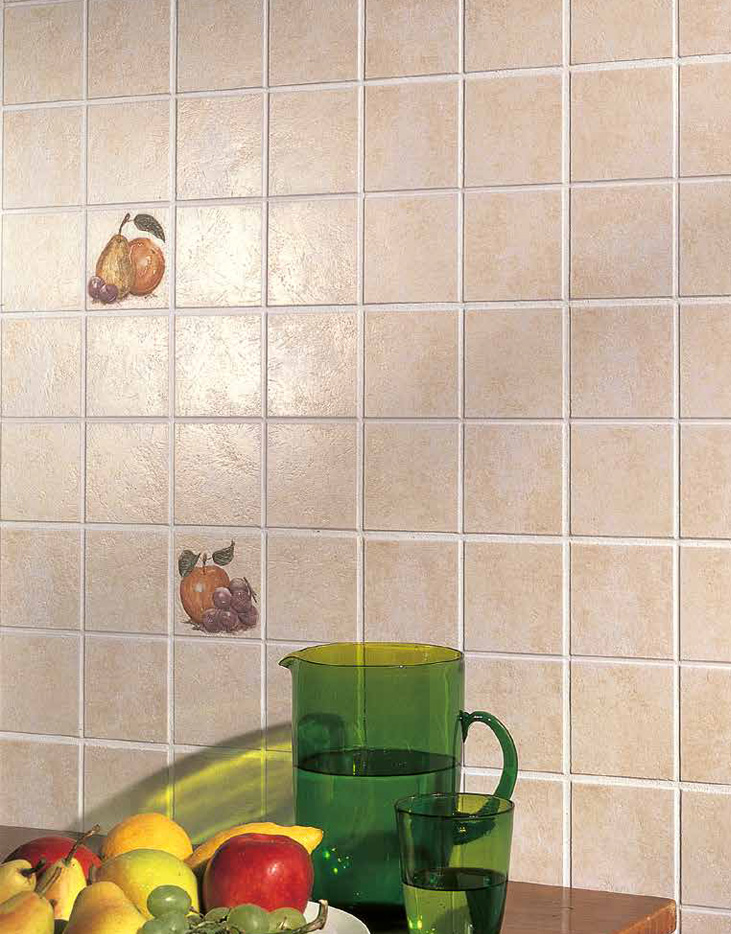 Wall: Beige + Decoro Frutta A+B 20x20 Stucco Serie Rivestimenti Il Cavallino Ceramiche Piastrelle & Mosaici