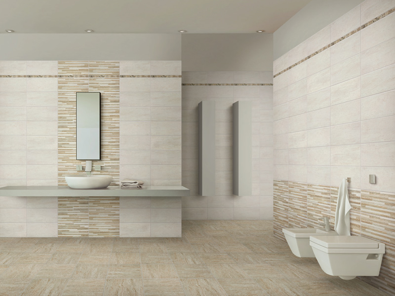 Beige 20x45 + Muretto Beige 20x45 + Listello Beige 3x45 Serie Tivoli Rivestimento Bicottura Progetto Baucer Piastrelle & Mosaici