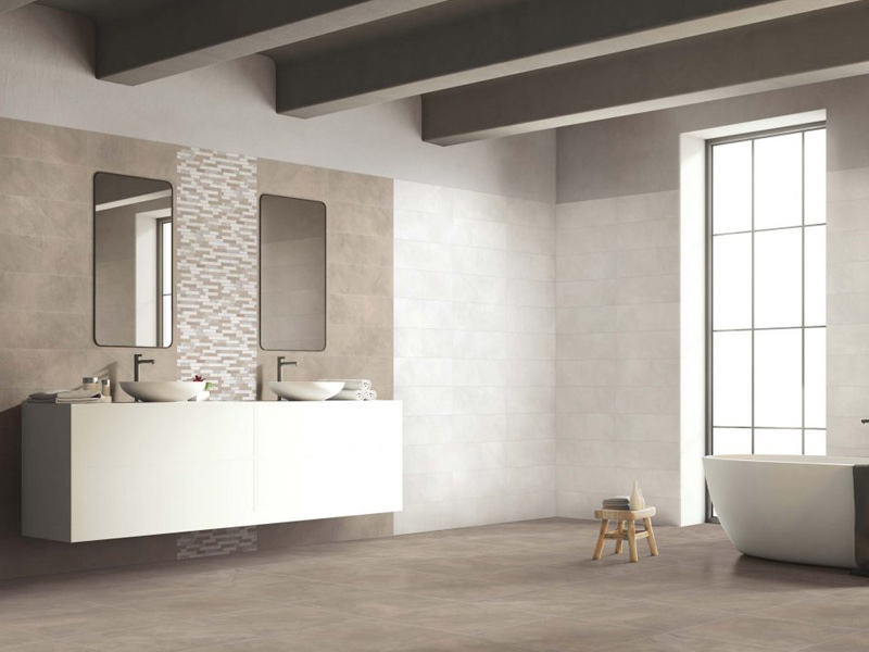 Taupe 60x60 + Taupe 20x60 + Bianco 20x60 + Muretto Taupe 30x30 Serie Urbis Rivestimento & Pavimento Gres Porcellanato Rettificato Progetto Baucer Piastrelle & Mosaici