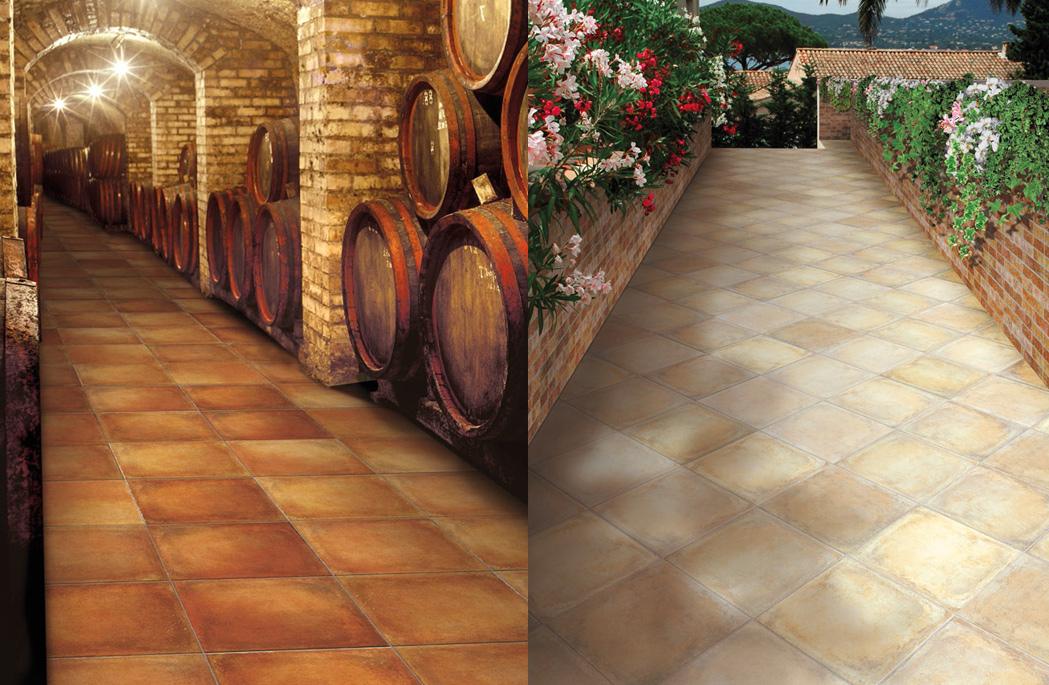 Beige 34x34 + Cotto 34x34 Gres Porcellanato Terre Toscane Serie Cotti Savoia Italia Piastrelle & Mosaici