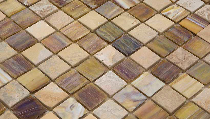 SABLE D'OR 25x25 Pasta di Vetro / Pietra Naturale Lucida / Opaca / Cangiante / Iridescente Serie Ancien Hydre Ston Piastrelle & Mosaici