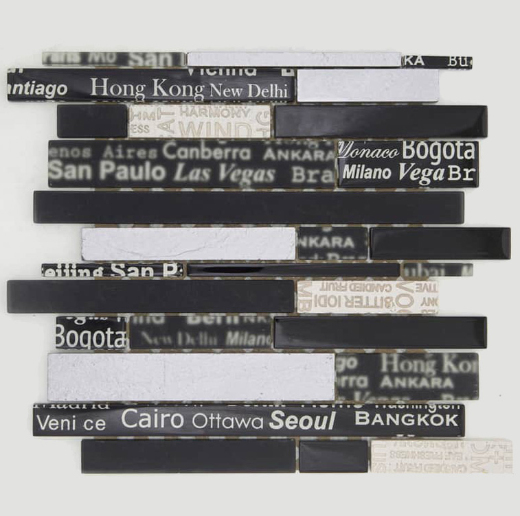 CITY MIDNIGHT Vetro / Pietra Naturale Rivestita di Lamina Metallica Irregolare Serie Lacca Multiformato Hydre Ston Piastrelle & Mosaici
