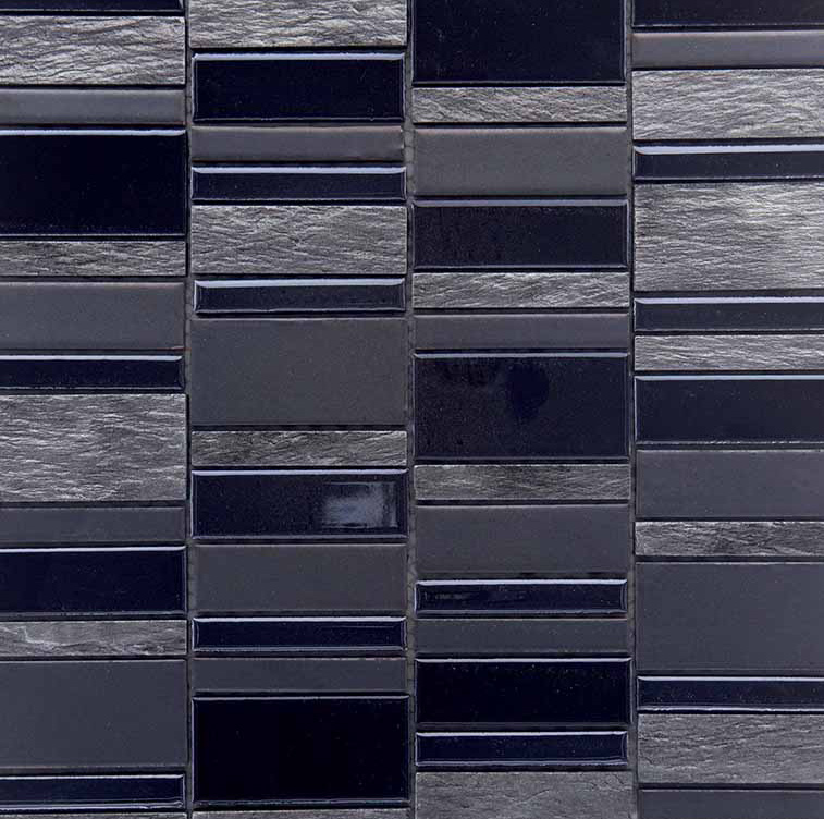 NERO SILVER Supporto Smaltato / Pietra Naturale Rivestita di Lamina Metallica Lucida / Opaca / Irregolare Serie Lacca Multiformato Hydre Ston Piastrelle & Mosaici