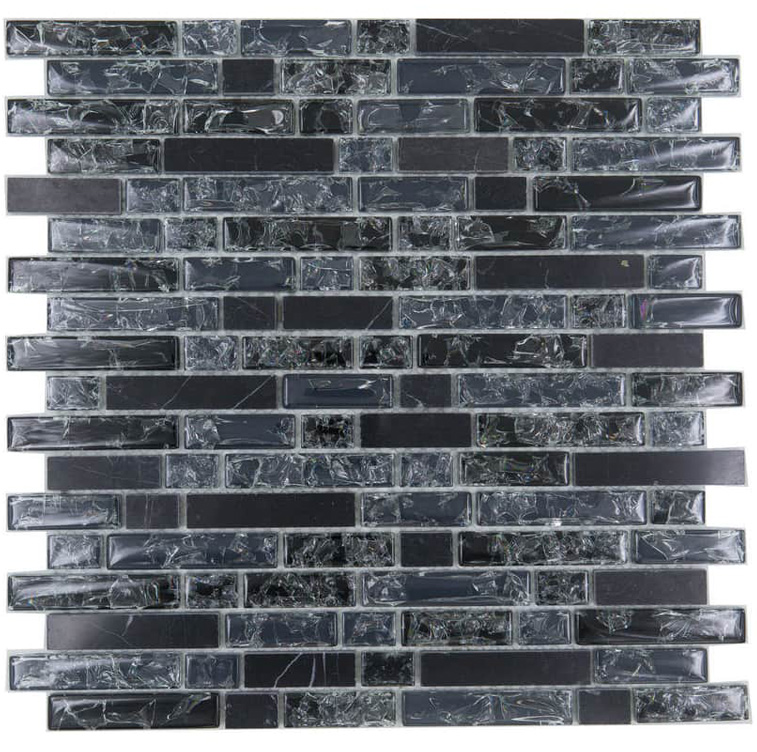 NERO CRAQUELE Vetro Lucida Serie Lacca Multiformato Hydre Ston Piastrelle & Mosaici