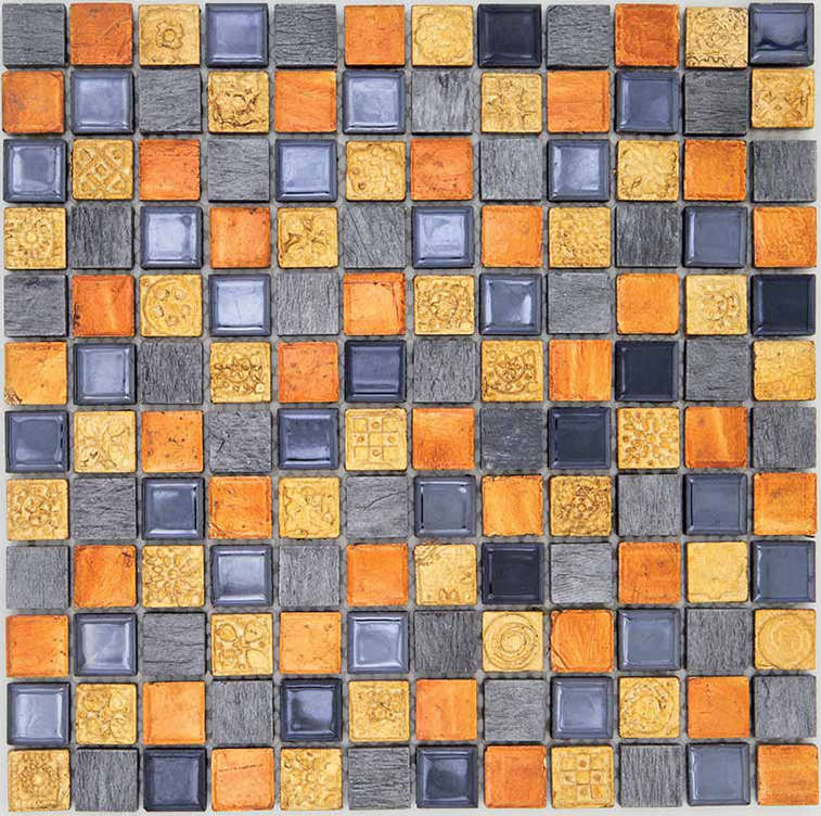 ORANGE FANTASY Supporto Smaltato / Pietra Naturale Rivestita di Lamina Metallica Lucida / Opaca / Irregolare Serie Lacca 23 Hydre Ston Piastrelle & Mosaici