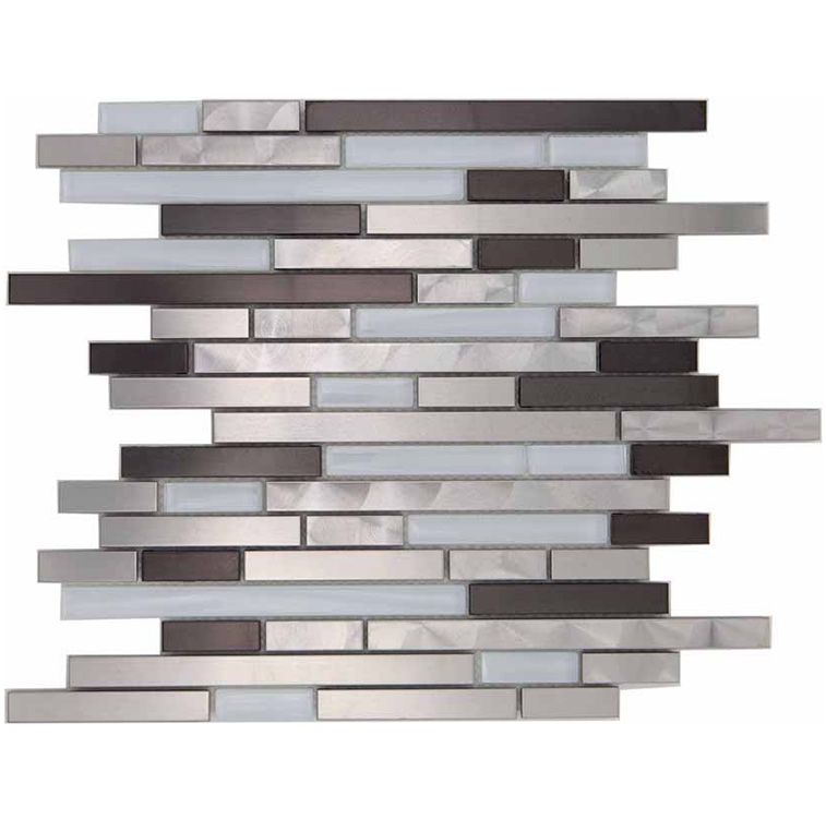 INOX STRIP + CRYSTAL WHITE Lamina di Acciaio Inox su Supporto Lucida / Satinata Serie Metal Hydre Ston Piastrelle & Mosaici