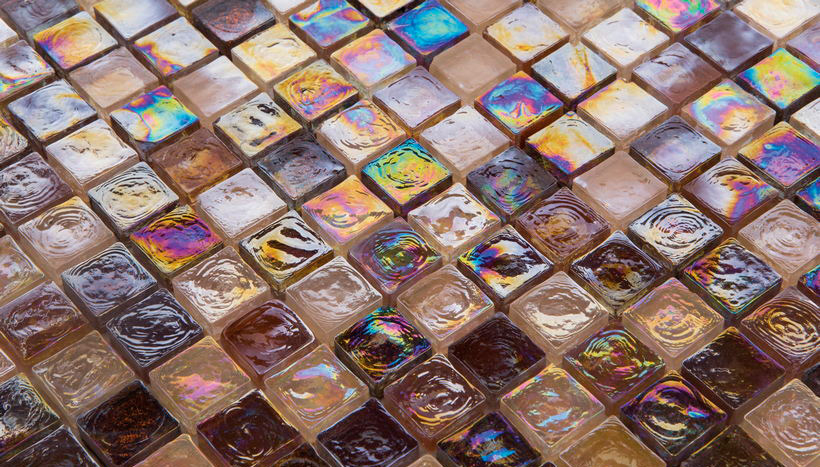 ICE BROWN Crystal 8 Ice Mix Vetro Irregolare / Cangiante / Iridescente Serie Mosaico Ston Piastrelle & Mosaici