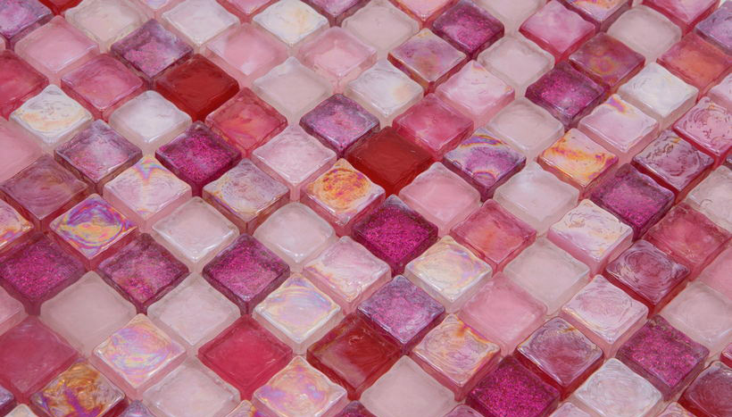 ICE ULTRA PINK Crystal 8 Ice Mix Vetro Irregolare / Cangiante / Iridescente Serie Mosaico Ston Piastrelle & Mosaici