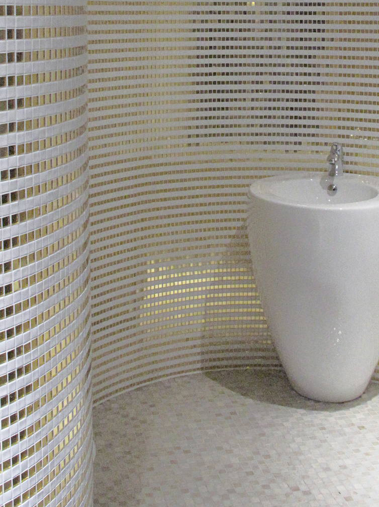 STRIP BIANCO E ORO Pasta di Vetro Satinata Disegno 20 Serie Mosaico Ston Piastrelle & Mosaici