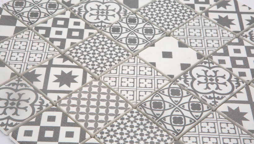 CEMENTINA GRIGIA Vetro Opaca Enamel Frame Serie Mosaico Ston Piastrelle & Mosaici