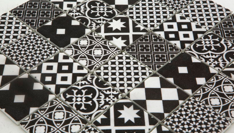 CEMENTINA NERA Vetro Opaca Enamel Frame Serie Mosaico Ston Piastrelle & Mosaici