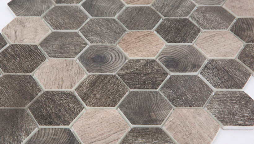 TIMBER DARK Vetro Opaca Enamel Frame Serie Mosaico Ston Piastrelle & Mosaici