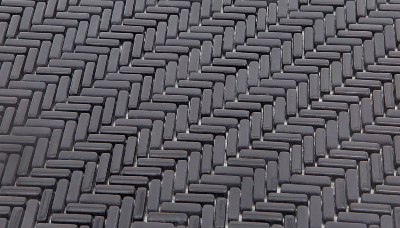 GRAPHITE HERRINGBONE Vetro Opaca Enamel Herringbone Serie Mosaico Ston Piastrelle & Mosaici