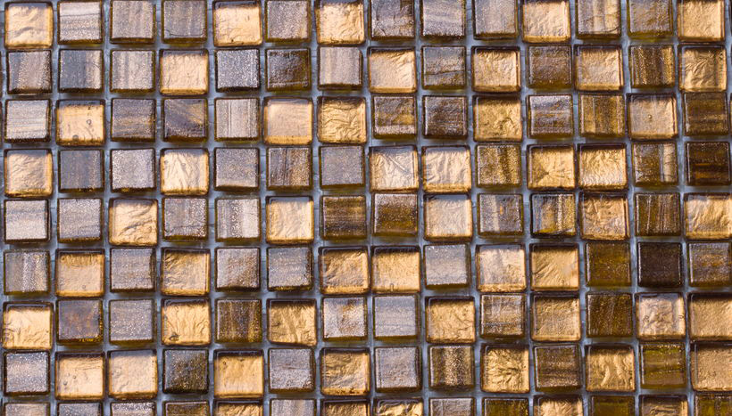 COGNAC 10 Pasta di Vetro Irregolare / Satinata Fogliaoro + Iridium 10x10 Serie Mosaico Ston Piastrelle & Mosaici