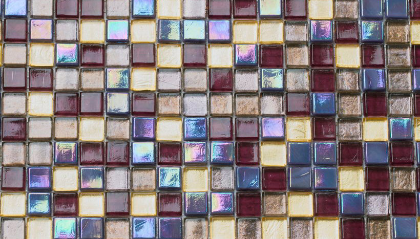 PANSY 10 Pasta di Vetro Irregolare / Satinata Fogliaoro + Iridium 10x10 Serie Mosaico Ston Piastrelle & Mosaici
