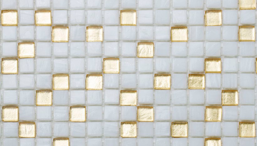 PIXEL GOLD 10 Pasta di Vetro Irregolare / Satinata Fogliaoro + Iridium 10x10 Serie Mosaico Ston Piastrelle & Mosaici