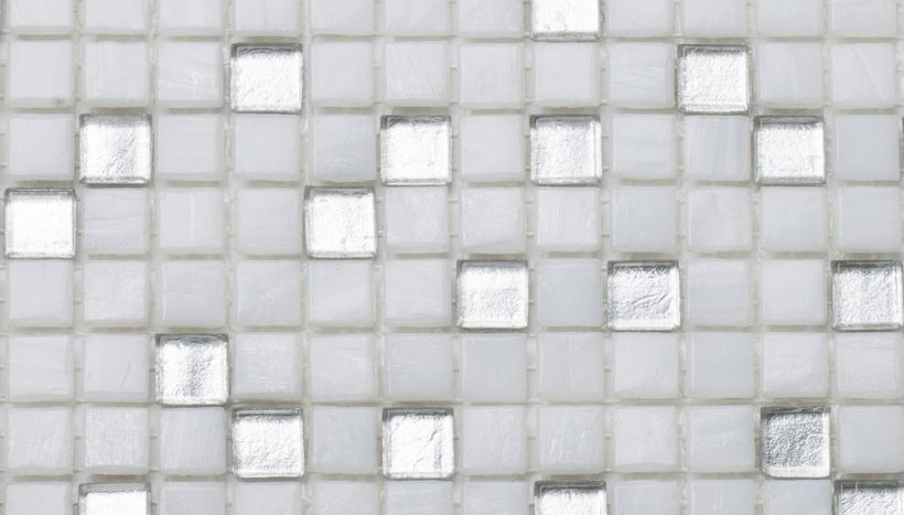 PIXEL SILVER 10 Pasta di Vetro Irregolare / Satinata Fogliaoro + Iridium 10x10 Serie Mosaico Ston Piastrelle & Mosaici