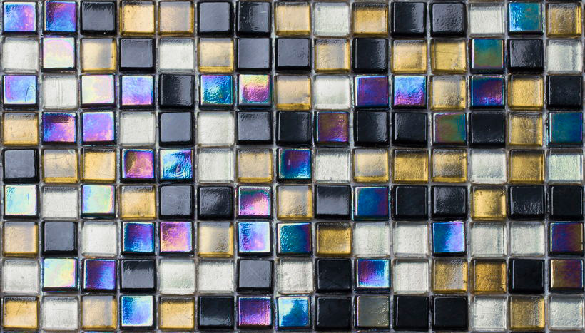 SILVER OXIDE 10 Pasta di Vetro Irregolare / Satinata Fogliaoro + Iridium 10x10 Serie Mosaico Ston Piastrelle & Mosaici
