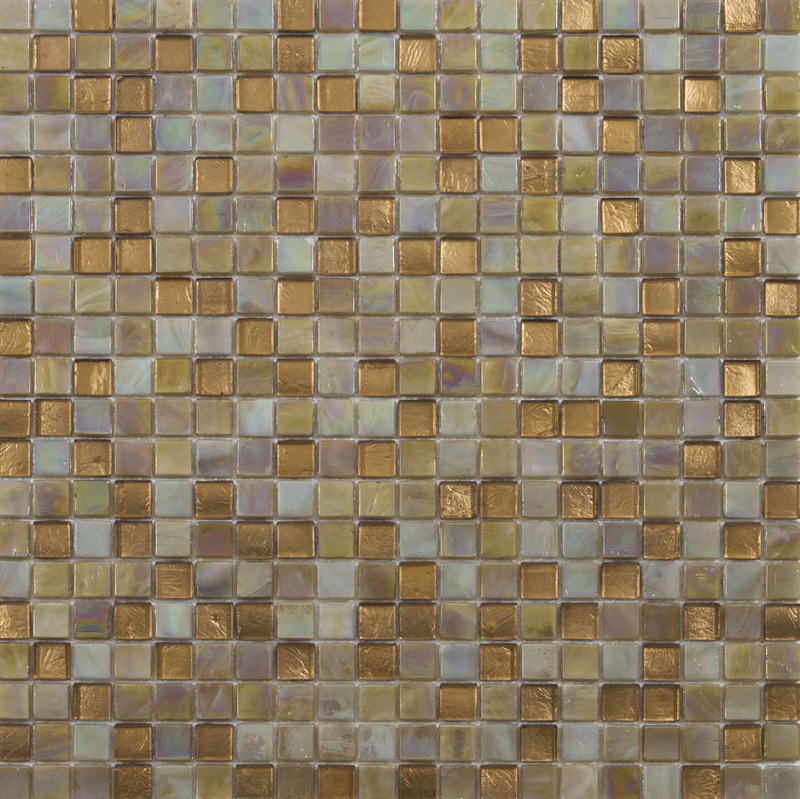 HORN 15 Pasta di Vetro Irregolare / Satinata Fogliaoro+Iridium 15x15 Serie Mosaico Ston Piastrelle & Mosaici