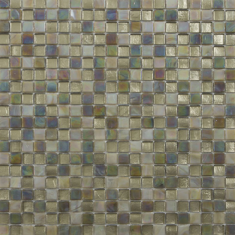 MUSK 15 Pasta di Vetro Irregolare / Satinata Fogliaoro+Iridium 15x15 Serie Mosaico Ston Piastrelle & Mosaici
